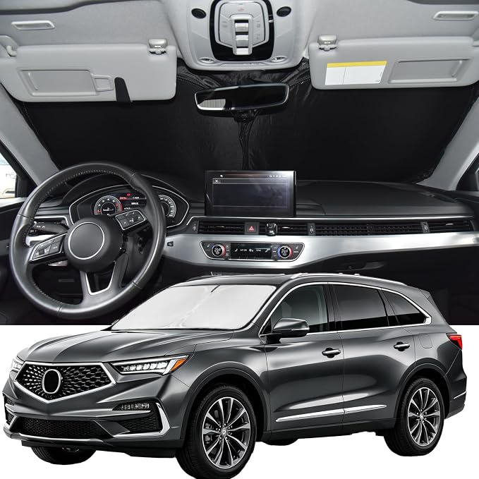Windshield Sun Shade for Acura MDX 2021-2024 2025 2026 4 Layers | Car Windshield SunShade Upgrade Custom Fit MDX Window Shade Car Front Windshield Sun Visor 260T Blocks UV Rays Keep Cool by ZOIBVCARSUNSHADE
