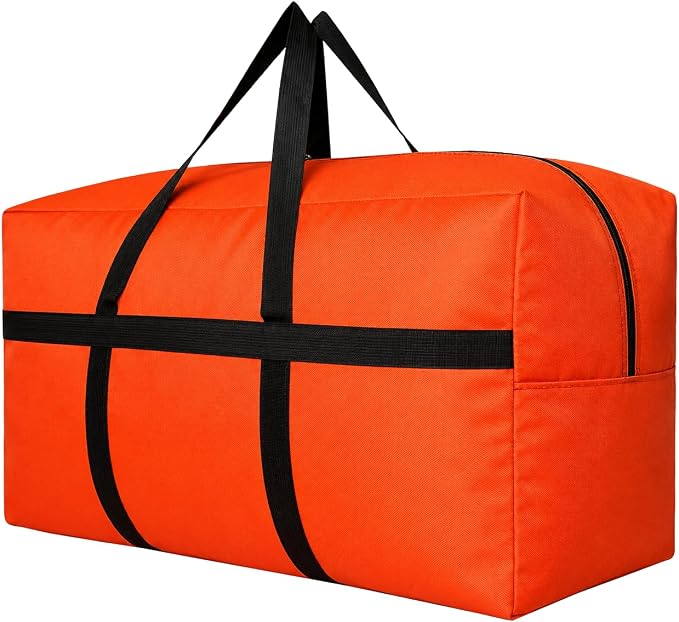 YiKitHom Extra Large Storage Duffle Bag with Zippers and Handles, Big Foldable Duffle Bag for Travel Orange 80L by YiKitHom