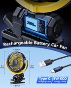 Battery Powered Fan for Car Visor Back Seat Roof Handle (Yellow) | 2000mAh Rechargeable Clip On Fan for Car SUV Van RV Pickup Truck Camping Desk Bed Stroller Baby Crib, Quiet, 360 Rotation - Image 4