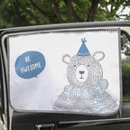 Magnetic Car Sun Shade Curtain for Side Window – Sun Blocker and UV Protector for Baby, Kids, and Pets – Universal Fit with Built-in Magnets for Steel-Framed Door (Be-Awesome Bear) by Unknown
