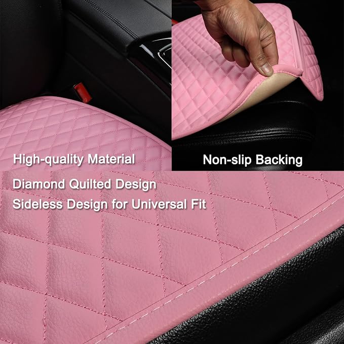 West Llama Pu Leather Car Seat Bottom Covers Protectors Include 1 Pair Front Driver Seat Pad Mat and 1 Rear Bench Cover Universal Fit 90% Vehicles,Pink - Image 4