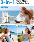 KIMMOO 2 Pack Black Portable Handheld Turbo Fan-100 Speeds, Powerful 20000 RPM, 12Hrs Cooling, USB Rechargeable Mini Hand Held Personal Fan for Travel Makeup Outdoor Indoor - Image 4