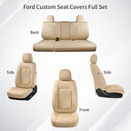 Huidasource F150 F250 F350 Front&Rear Leather Seat Covers Fit for 2015-2026 Ford F150 SuperCrew & 2017-2026 F250 F350 F450 Super Duty Crew Cab XL XLT Lariat King Ranch Platinum(Full Set/Beige) - Image 9