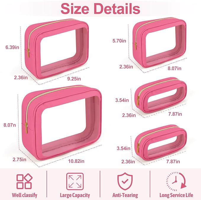 YOPCDJ 5PCS Diaper Bag Organizer Pouch, Clear TPU Waterproof Organizer Zipper Bags, Cosmetic Bag Set, TSA Approved Toiletry Bags, Travel Organizer Bag for Kids and Women - Image 2