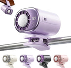 Car Clip on Air Conditioner Fan with LED Display, 360°Rotation, Semi-Cooling Technology, USB Rechargeable Personal Fan, Hands-Free Clip on Fan for Cars, Work, Camping (Purple) by Movued