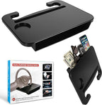 2-in-1 Steering Wheel Tray & Seat Gap Organizer | Portable Steering Wheel Desk with Cup Holder & Pad Slot, Car Food Desk for Laptop, Working, Eating, Multipurpose Accessories by Cxprctpu