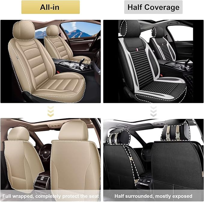IKABEVEM Car Seat Covers Fit for Toyota Corolla Cross 2022 2023 2024 2025 2026: Luxury Leather Automotive Front Seat Covers, Car Seat Protector(2PCS Front, Beige) - Image 5