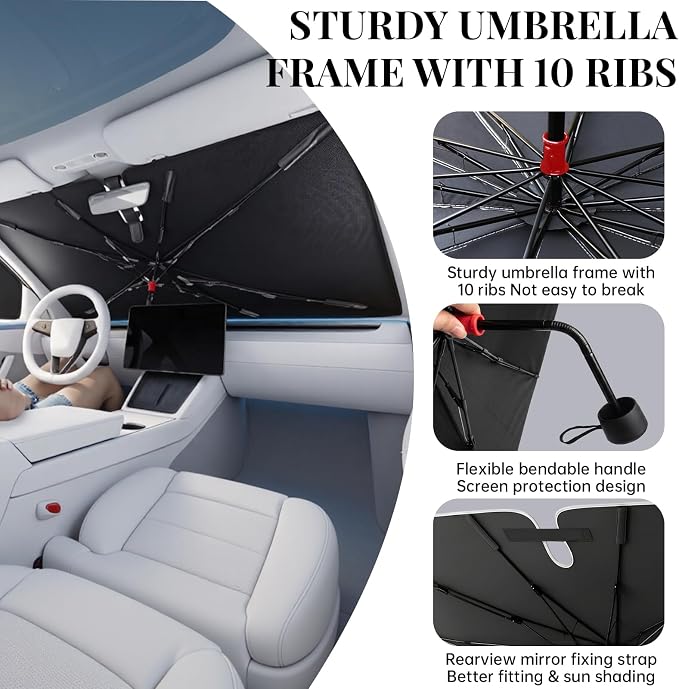 Car Window Shades & Windshield Sun Shade, Magnetic Car Sun Shade Set | 4 Side Window Shades + Windshield Umbrella with Bendable Handle, UV Blocking, Heat Insulation, for Car Camping SUV Truck Van - Image 6