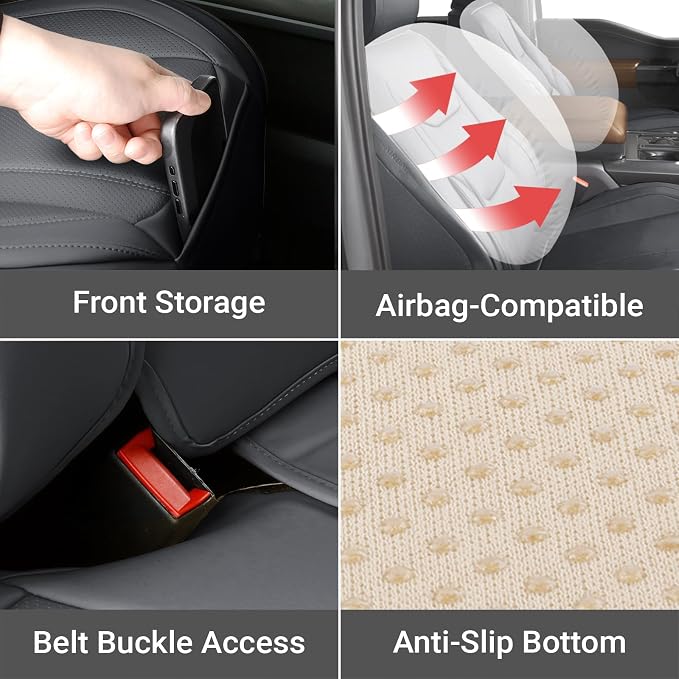 Coverland Premium Custom Fit Truck Car Seat Covers Full Set Seat Waterproof | Airbag Compatible Non-Slip Seat Cover for 2004-2008 Ford F150 Super Cab [Dark Gray - Size Chart X81] - Image 6