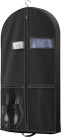 Lazebox 43" Travel Garment Bag with Accessories Zipper Pocket, Heavy Duty Suit Bag for Suits, Tuxedos, Dresses, Coats, Black, 1 pack by Lazebox