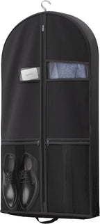 Lazebox 43" Travel Garment Bag with Accessories Zipper Pocket, Heavy Duty Suit Bag for Suits, Tuxedos, Dresses, Coats, Black, 1 pack by Lazebox