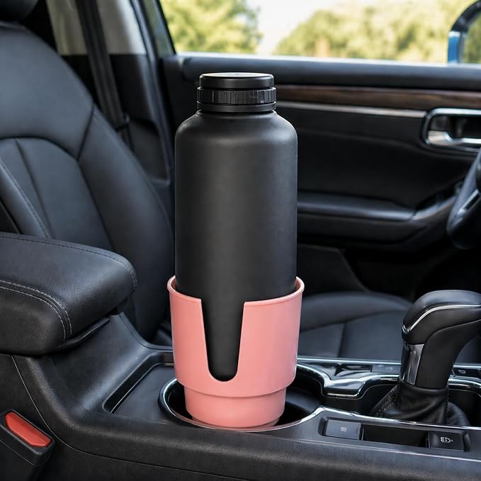 Car Cup Holder Expander for Large Bottles, Fits 32 oz to 40 oz Water Bottles and Handle Mugs, Secure Base for Most Vehicle Cup Holders, Durable ABS, Easy to Install, Durable ABS (Pink) - Image 9