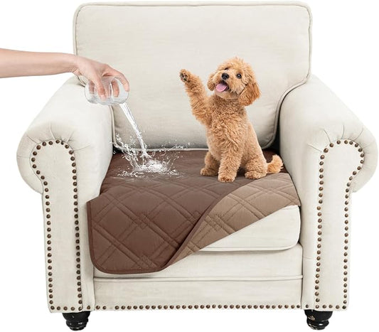 100% Waterproof Dog Bed Cover Pet Blanket,Dark Brown+Taupe 30"x30" | ,7-Layer Reversible Couch Covers for Dogs Met for Sofa Furniture Car Camping by Unknown