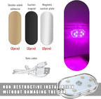 KVAEY 4 PCS Car LED Lights Interior Wireless, 7 Colors Magnetic Auto Ambient Light with 6 Bright LED Lamp Beads, Portable USB Rechargeable Vehicle Interior Led Night Light (Pink, Magnetic, 2pcs) - Image 3