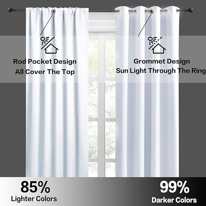 RYB HOME Short Privacy Curtains 30 inch Long for Bathroom Window | Thermal Insulated,Heat Blocking,Rod Pocket,Half Window Curtain Tiers for Nursery Bedroom,W42 x L30,Greyish White,2 Panels - Image 6