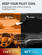 Proadsy Custom Fit 2016-2026 Honda Pilot Windshield Sun Shade, Blocks Heat | 240T Heat Shield, Drops Temp 54°F, Blocks 99% UV, Prevents Dashboard Cracking, Summer Parking & Beach Trips, Easy Twist-Fold - Image 3
