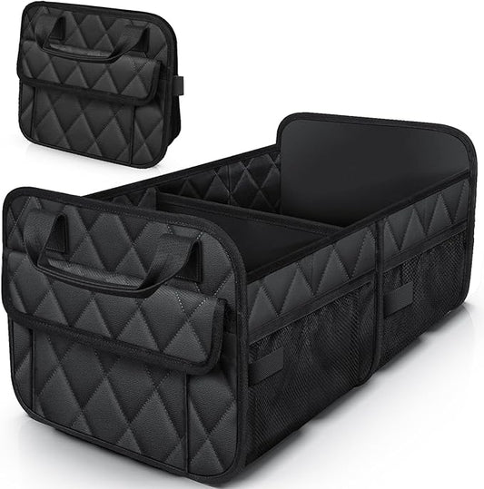 HOTOR Trunk Organizer for SUV – Foldable Car Organizers and Storage | 2 Compartments, Large Capacity Car Trunk Organizer Car Accessories for Truck Sedan, Black, 23.6" x 14.2" x 11.8" by HOTOR