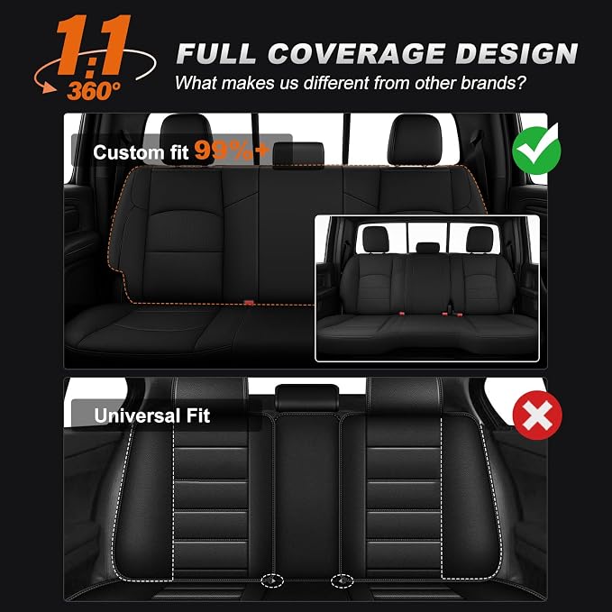 AOMSAZTO Custom Fit Seat Covers for Ram 2500 2019-2026 Full Set Black | Pickup Truck Seat Covers Waterproof faux leather, Breathable comfort, Airbag Compatible, Front covers only fit bucket seats - Image 7