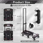 GtIiFmTe Foldable Hand Truck, Lightweight Luggage Cart for Airport Car Seat | Compact Folding dolly with Rotating swivel wheel,storage size12×15.7×4.1",300lbs Load,Upright Lock Handle with 3bungee cords - Image 2