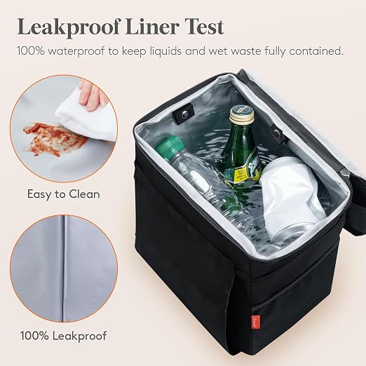 Lifewit Car Trash Can with Lid, Garbage Bag Hanging, Trash Bin, 2 Gallon | Leakproof, Waterproof, Tissue Holder, Adjustable Straps, Magnetic Snaps, Automotive Interior Accessories, Black - Image 6