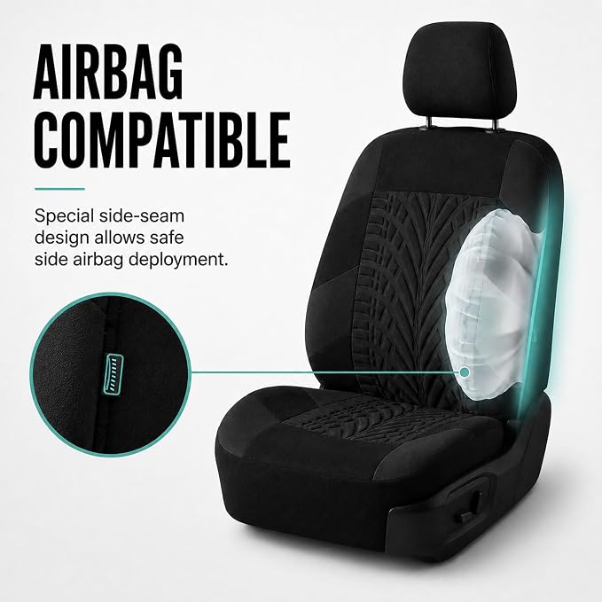 FH Group Full Set Travel Master Car Seat Covers, Airbag and Split Rear Car Seat Cover Universal Fit Interior Accessories for Cars Trucks SUV, Automotive Seat Covers,Black - Image 4