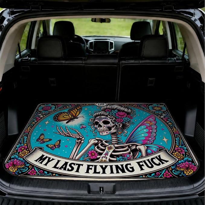 Car Trunk Mat for SUV, 31"x47" Skull Butterfly Cargo Liner Protector | All Weather Universal Cargo Liners for Dogs, Car Accessory for SUVs/Sedan/Wagons, Durable Non-Slip Washable Rear Cargo Mat by Unknown