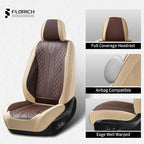 FLORICH Front Seat Covers 2 Pieces Universal Seat Cover for Cars Breathable Leather Waterproof Car Seat Cover Driver Seat Cover Automotive Car Seat Cushion Fit for Most Cars SUV Trucks, Beige&Coffee - Image 3
