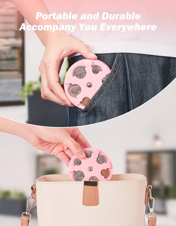 JOYTUTUS Coin Holder, Portable Coin Change Organizer, Universal Coin Storage Coin Holder for Car, Wallets, Pockets (Pink) - Image 5