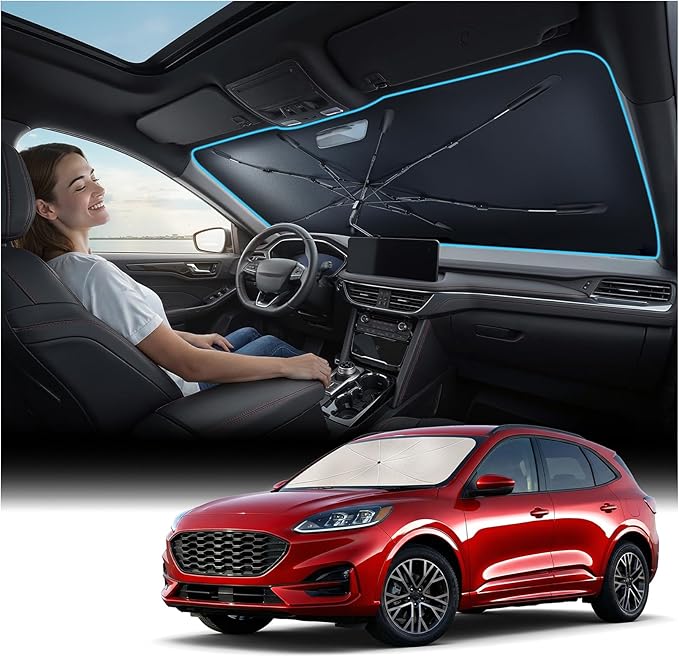 Nmoiss [Vinyl Coating Heat Shield] Windshield Sun Shade Umbrella Fit for Ford Escape 2013-2026 Accessories, Protect Car from Sun Rays & Heat Damage Keep Cool and Protect Interior by Nmoiss