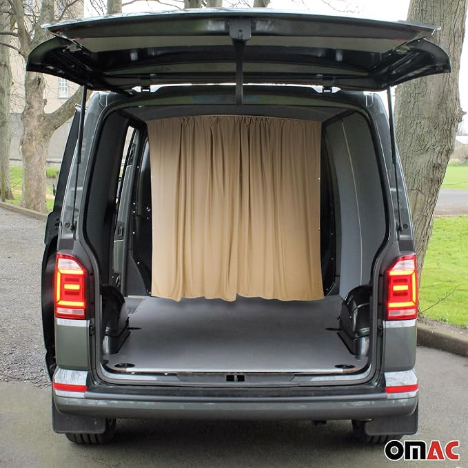 OMAC 54" x 71" Cab Divider Curtain Van Cabin Campervan Kit Beige - Image 2