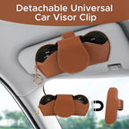 KINIVA Sunglasses Holder for Car Visor with Hanging Hook Portable Leather Glasses Storage Bag with Detachable Clips - Image 2