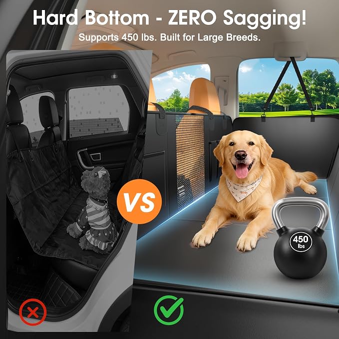 XL Hard Bottom Dog Car Seat Cover, 58"×69", Waterproof PU Leather | Stable Hard Bottom Support for Comfortable Rides with Large Dogs - Image 2