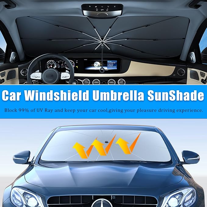 JDDRY Car Front Windshield Sun Shade with Pull Cord, Umbrella Sun Shade for Windshield, 2024 Sun Shades Cover for Small Car/Sedan/Compact SUV (140x74cm) - Image 4