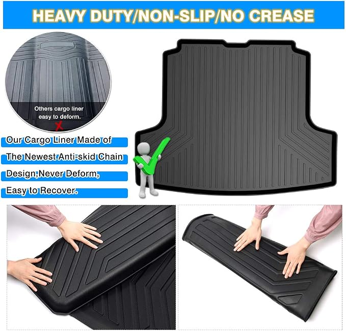Powerty Trunk Mat for Nissan Altima Sedan 2019-2025 2026, All Weather TPE Cargo Mat Liner for Altima Rear Trunk - Image 3
