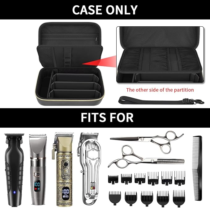Barber Case for Hair Clippers, for Wahl, for Ufree and for Andis, Case Only | Trimmer Tools Storage Organizer, Easy-Clean PU Interior, for Barbers/Stylists/Pet Groomers, Travel/Home/Salon Use, Black - Image 2