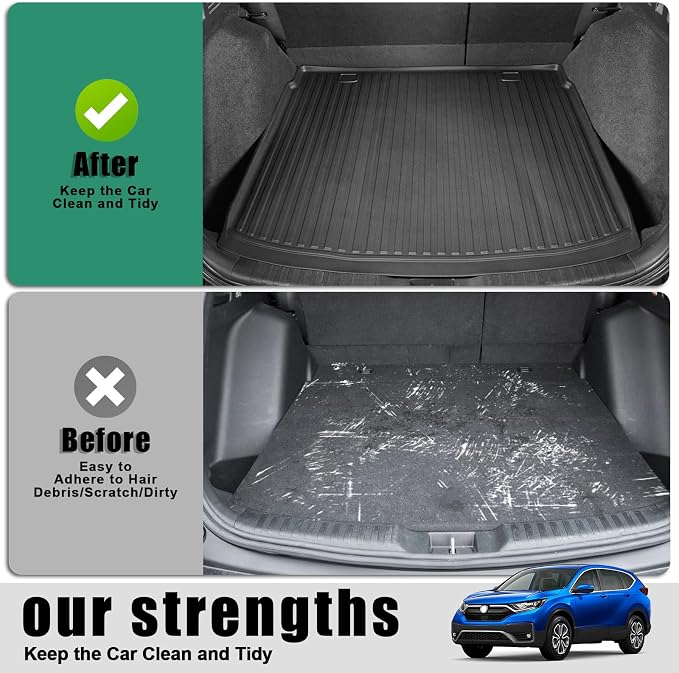 All Weather Cargo Liner Fit for 2020-2022 Honda CR-V(Not for Hybrid) | Custom Fit TPE Trunk Mat Accessories - All Weather Rubber Cargo Mat for Honda CRV (Upper Position) - Image 4