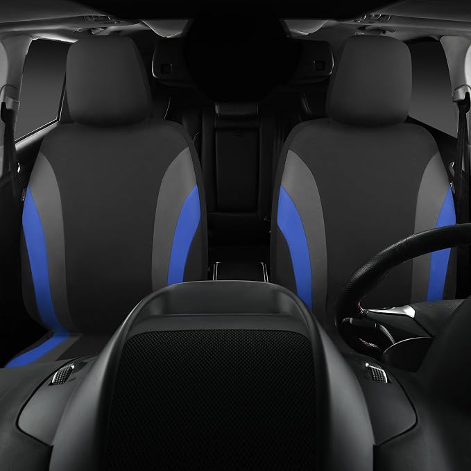 CAR PASS Line Rider Sporty Front Seat Covers, Blue Car Seat Covers Two Front Seats Only, Airbag Compatible,Universal Fit Sedans,Cars,Vans,SUV,Truck(Black and Blue) - Image 4