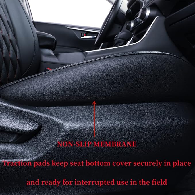 coverdream Corolla Waterproof Leather Seat Covers Custom Fit for 2023 2024 2025 Toyota Corolla Hybrid LE Seat Covers,Full Coverage,Airbag Compatible Car Seat Protector(Full Set,Red/Black) - Image 2