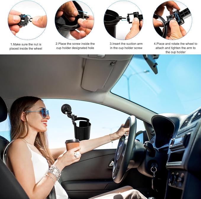 Recessed Folding Cup Drink Holder, Premium Quality Sturdy Folding Car Console Bottle Can Holder, Adjustable Automotive Drink Holder with Suction Cup, Car Accessories (Pack of 2) - Image 3