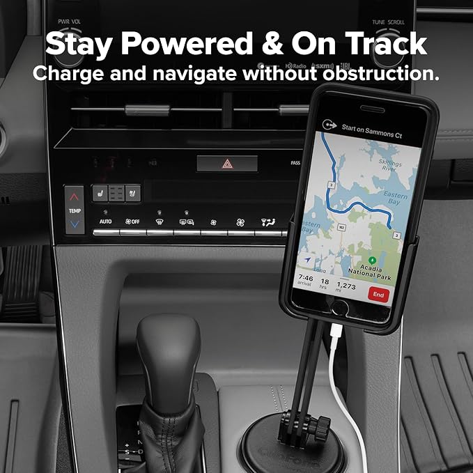 WeatherTech CupFone with Extension – Adjustable, Universal Cup Holder Cell Phone Mount Car & Truck Accessory – Best Design for iPhone & Smartphone Charging – Violet Metal Knobs - Image 7