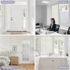 RYB HOME Natural Linen Textured French Door Window Curtains 100% Blackout | Self Adhesive, Thermal Insulated Privacy Energy Saving, Shades for Nursery Office Patio Glass Door, W26 x L40, 1 Panel - Image 9