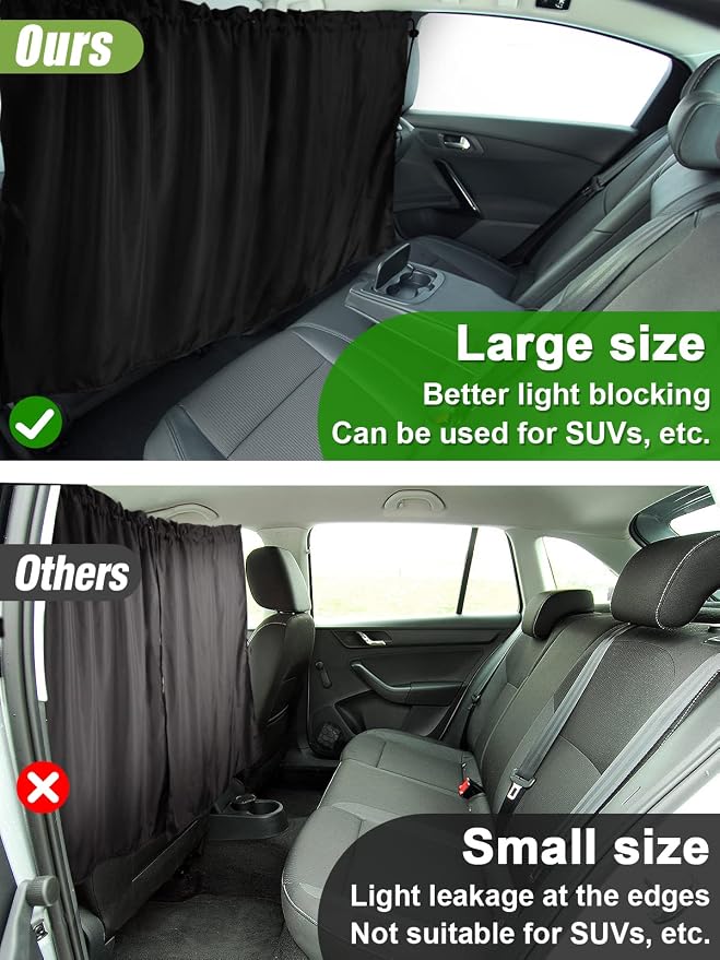 PAMASE Car Divider Curtain, Wide Blackout for Sedans, SUVs & Vans | Wide Sedan SUV Accessories, for Kids, Baby, Travel, Camping, Nap, Sleeping - Image 3