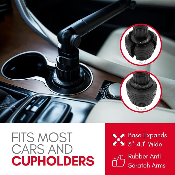 Macally Cup Holder Tray for Car - Adjustable Car Tray Table - Perfect Car Food Tray for Eating with Phone Slot and Swivel Arm - Car Organizer - Image 5