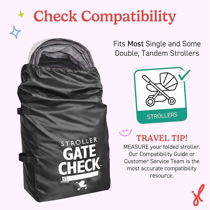 J.L. Childress Gate Check Travel Bag for Single & Double Strollers, Black | AirTag compatible Gate Check Bag keeps strollers clean, protected & easy to identify when airport gate checking - Image 4