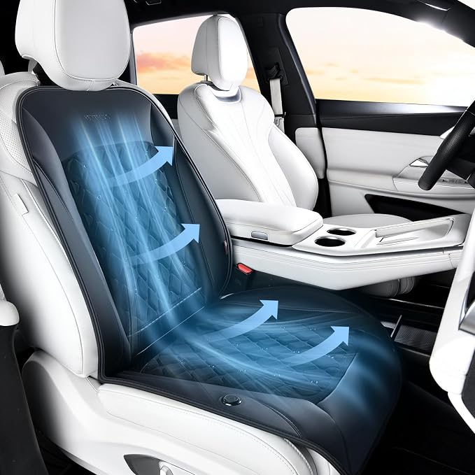 Coverado Cooling Car Seat Cover,Ventilated Car Seat Cushion with 8 Fans, Cooled Seat Cover for Car SUV Truck Universal Fit, Fashion Black - Image 7