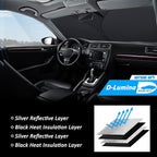D-Lumina Windshield Sun Shade for Mazda CX-5 2017-2025 CX5 Accessories, Front Window Sunshade Sun Visor Protector Block UV Rays Heat, Foldable 2 Layers 210T Material - Image 6