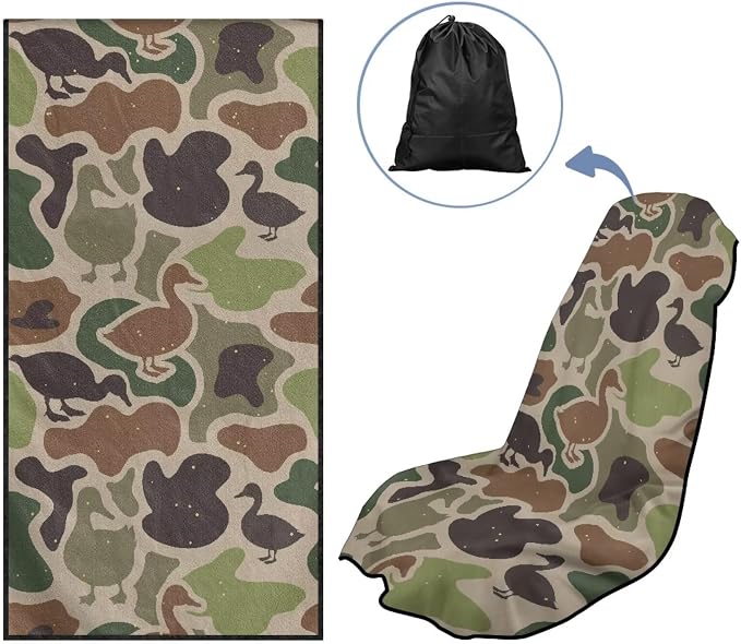 SEANATIVE Duck Camo Seat Cover Universal Car Sport Towel Seat Cushion Sweat-Absorbent Towel Cloth Suitable for All Seasons Beach Seat Cover Washable - Image 5
