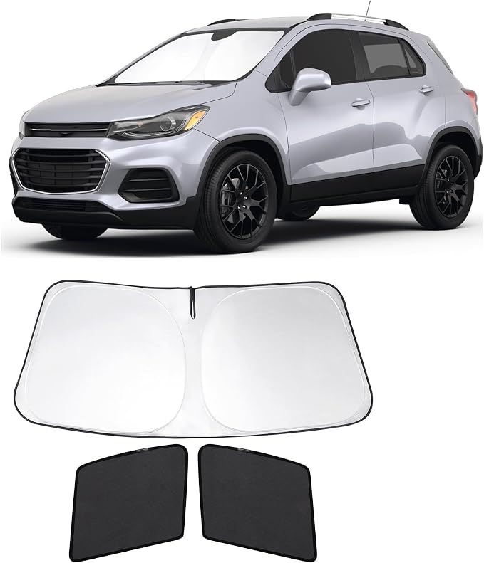 3PCS Car Window Shades Front Windshield Sun Shade Foldable Window Shade Custom Fit for 2013-2023 Che-vrolet Che-vy Trax Car Shades for Front Windows Anti-UV Rays Block Heat by FannycCargoCover