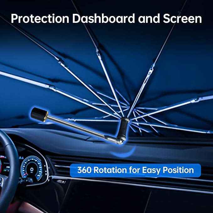 Windshield Sun Shade Umbrella for Ford Bronco(not for Bronco Sport) 21-25 | Foldable Car Sunshade for Bronco(4-Door), 360 Rotation Automotive Interior UV Protection for Outdoor Parking - Image 5
