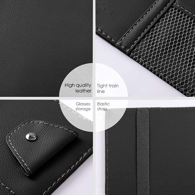 Black Car Sun Visor Organizer, Document Storage Pocket Interior Accessory | Visor accessories multi-slot design stores docs, cards & sunglasses, slim fits all vehicles without obstructing sight - Image 5
